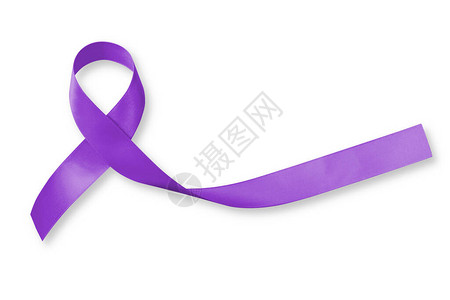Hodgkin的淋巴瘤和睾丸癌认识紫色丝带标志白底弓彩色与剪图片