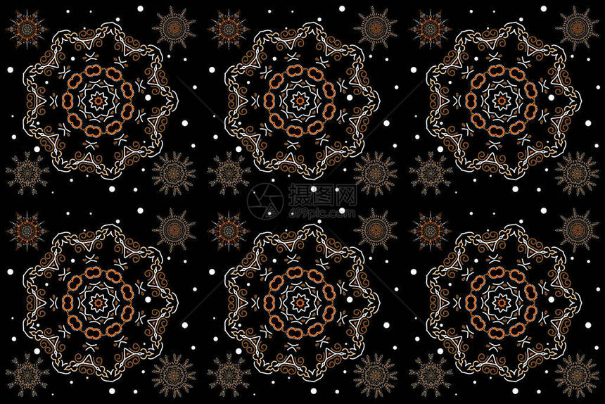 黑色背景上带有米色和棕色雪花的圣诞贺卡一组程式化的雪花冬季贺卡圣诞快乐2022年新和图片