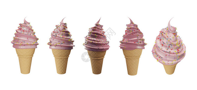 一套收集软冰淇淋草莓冰淇淋图片
