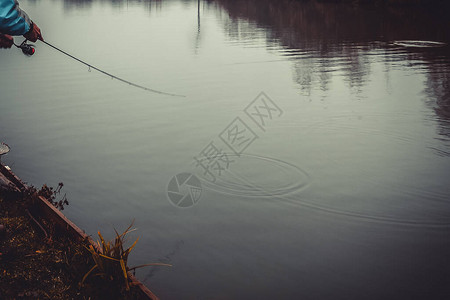 钓鱼在湖上钓鱼图片