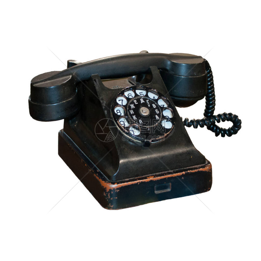 带脉冲拨号的黑色旧电话图片