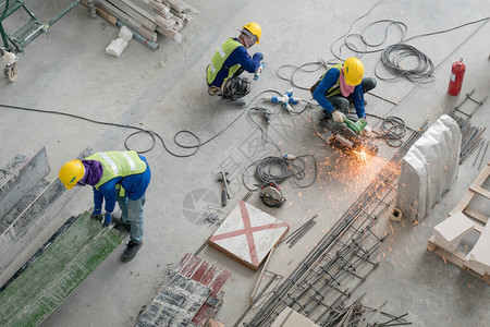 建筑工地的顶视图建筑工人图片