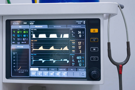 医院手术室的生命体征监测仪生命体征监测仪用于测量脉搏血氧饱和度无创血压温度EtC背景图片