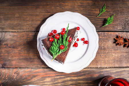 圣诞蛋糕甜点巧克力烘烤菜单概念图片