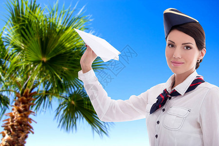 夏季假期和旅行概念带棕榈树蓝天背景图片