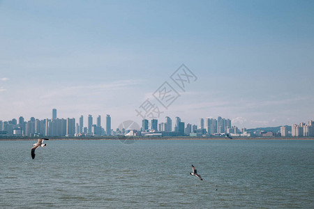 海和仁川现代城市风景从韩国西图片