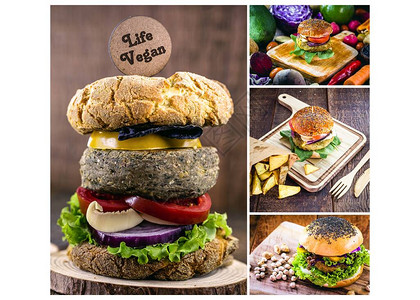 无肉素汉堡素食和素食品图片