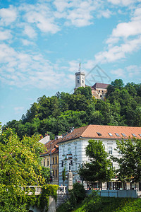 斯洛文尼亚卢布尔雅那的中世纪建筑城堡和卢图片