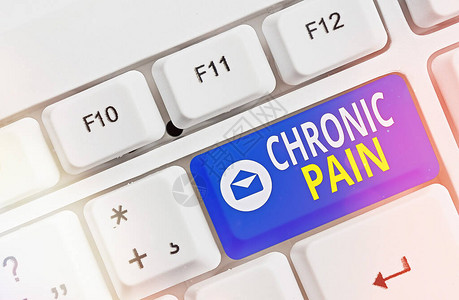写笔记显示慢疼痛长时间持续或持续的不适的商业概念彩色键盘图片