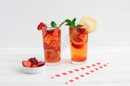 冷草莓柠檬汁图片