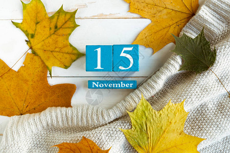 11月15日蓝色立方日历月和日图片