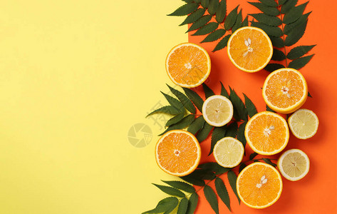 柠檬和橙子的一半成分图片