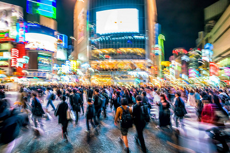 日本东京Shibuya区Pedestrians十字路口的Blu图片