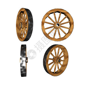 3D图解木轮古老的车轮物体近距图片