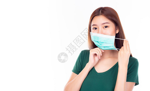 戴着医用口罩的年轻亚洲女保护与感染和空气污染保护预防和保护冠状图片