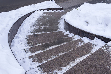 冬天被雪覆盖的楼梯图片