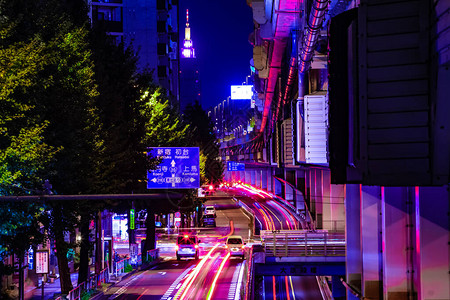 夜间霓虹街远景东京世田谷区明代前日本091图片