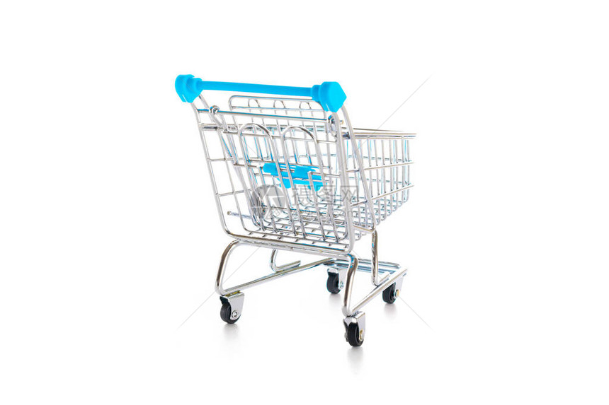 产品购物车零售市场的食品购物篮超市的空手推车在白色背景下被隔离网上购物夏季销售图片