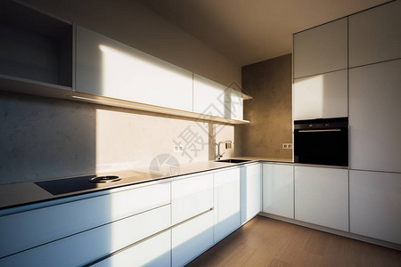 新的现代白色厨房图片