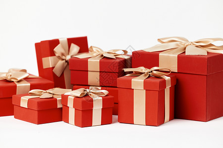红色新年礼物盒背景图片