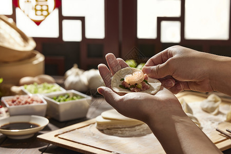 包饺子手部特写除夕高清图片素材