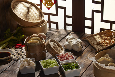 中式背景制作水饺面食高清图片素材