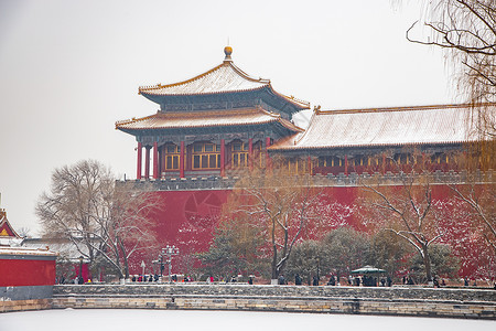 雪后的故宫宫殿背景图片