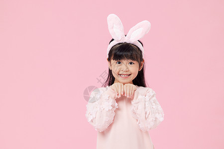 女孩兔子可爱的兔耳朵小女孩背景