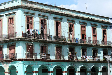 古巴哈万纳的旧房背景图片