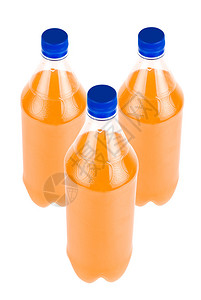 三瓶橙汁瓶白底孤图片