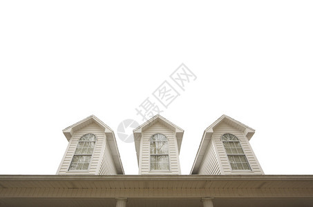 白色背景的房子屋顶和窗户图片