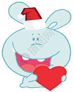 有心脏的圣诞节浪漫兔宝背景图片