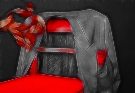 黑色地下的红色椅子图片