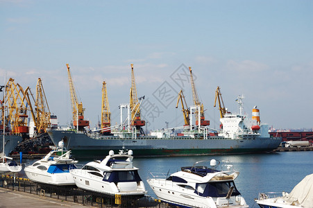 港口内的海上游艇排队维修图片