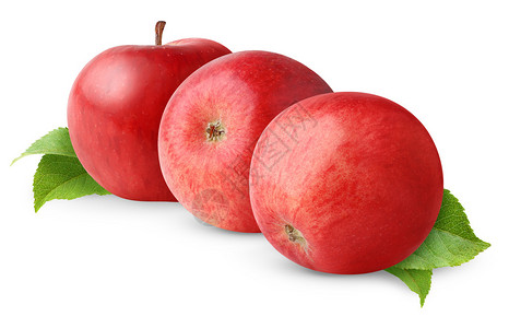 三个红苹果白色的图片