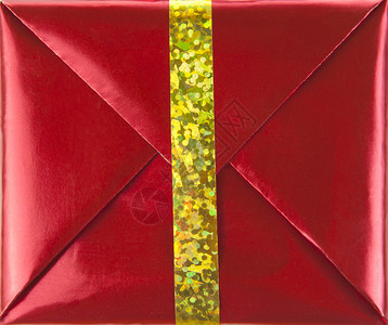 有金丝带的红色礼物盒用于背景图片