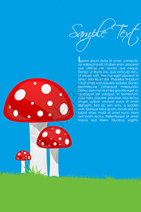 带有示例文本的彩色蘑菇插图图片