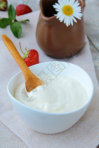 白杯发酵乳制品酸奶油背景图片