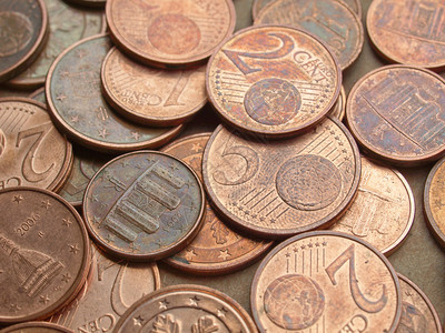 欧元硬币范围作为背背景图片