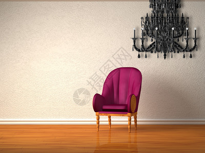 紫色椅子和豪华吊灯在图片