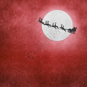 带鹿和月的雪橇上圣诞老人图片