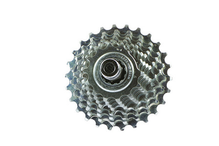 自行车变速器的齿环背景图片