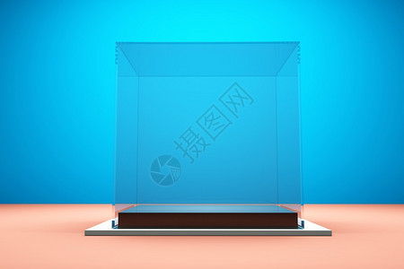 蓝色的玻璃橱窗图片