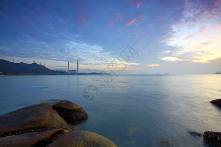 香港海岸的日落图片
