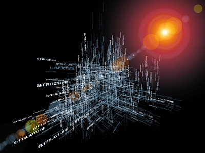 以互联网现代和未来技术通信和计算为主题的三维空间中的词和形背景图片