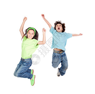 一次跳两个快乐的孩子背景图片