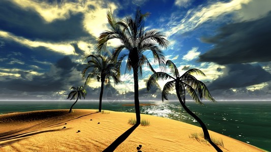 热带天堂的夏威夷日落图片