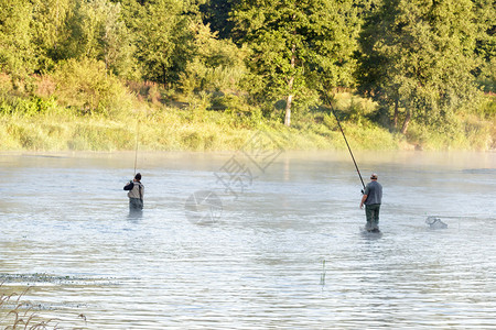 钓鱼湖中钓鱼自然系列图片
