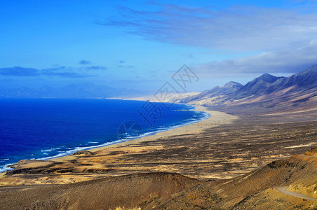 西班牙加那利群岛Fuerteventura科费特海滩和西南海图片