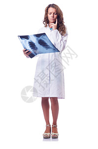 有X射线扫描的女医生图片